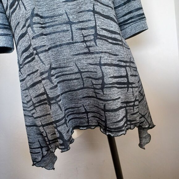 Joseph Ribkoff Top Stretch Knit V Neck Black Gray Silver Metallic Womens US 16 - Picture 9 of 10